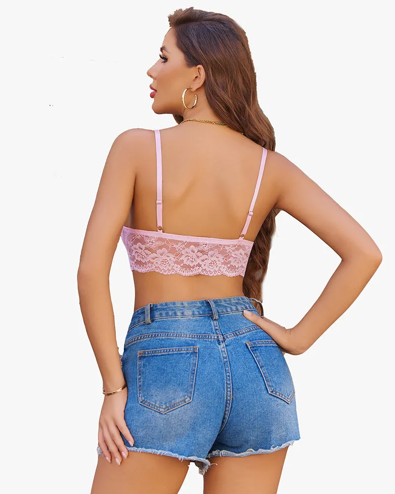 2Packs V Neck Lace Crop Tops