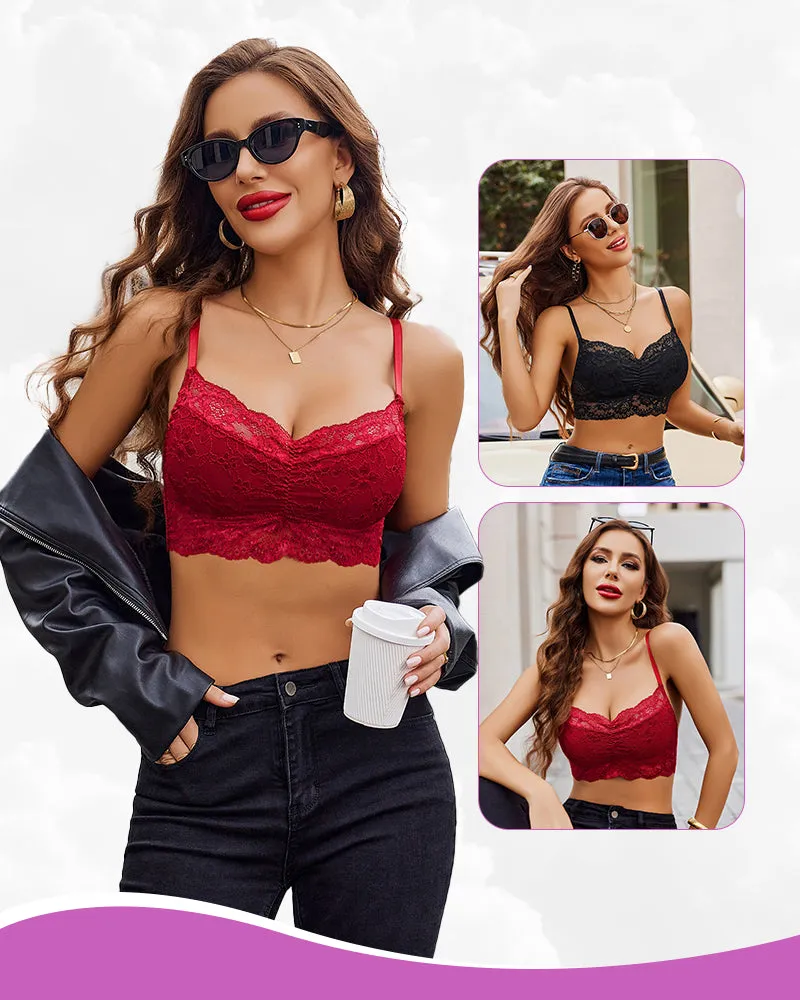 2Packs V Neck Lace Crop Tops