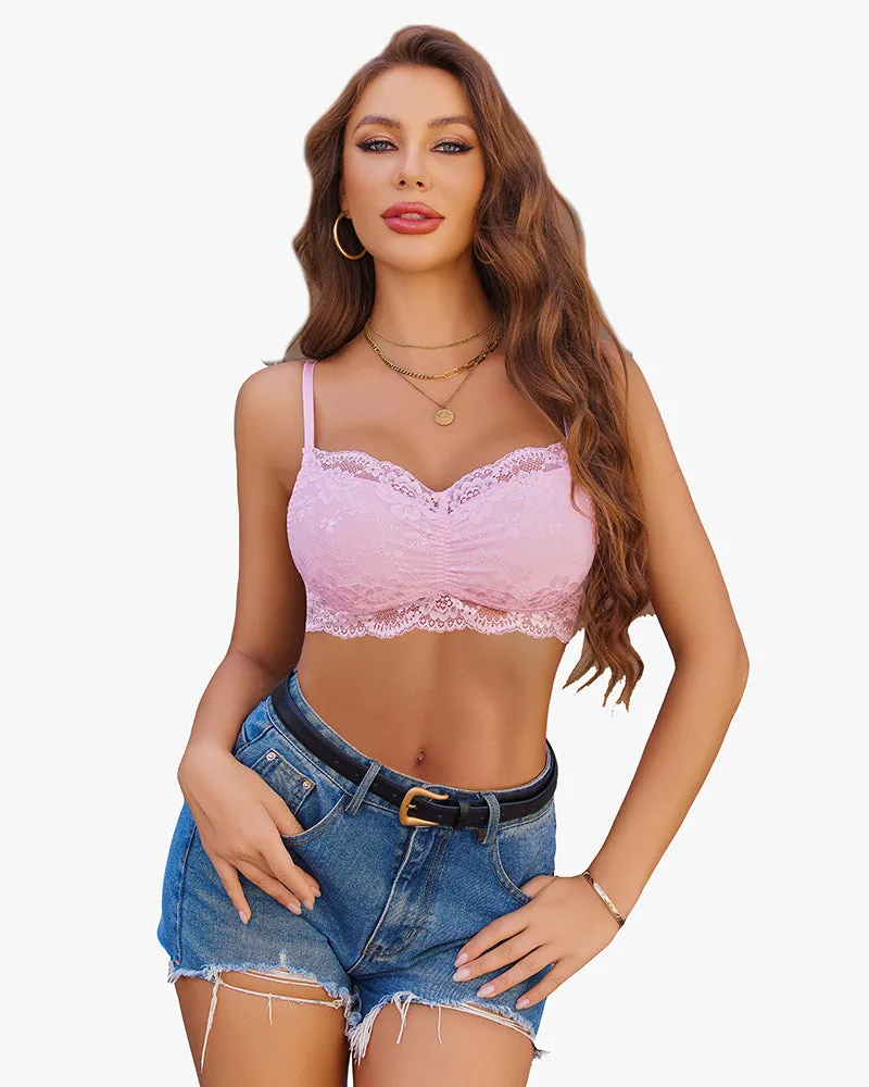 2Packs V Neck Lace Crop Tops