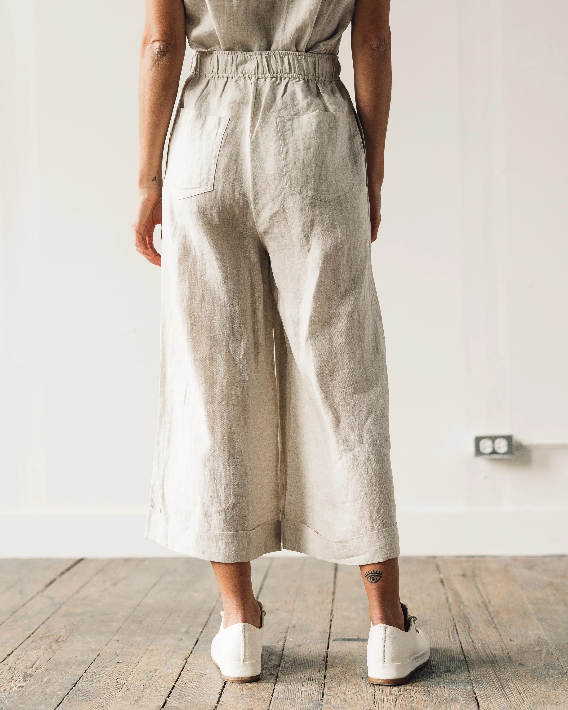 7115 Elastic Wide-Legged Trousers, Beige