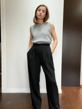 90s Black Subtle Pinstriped Trousers