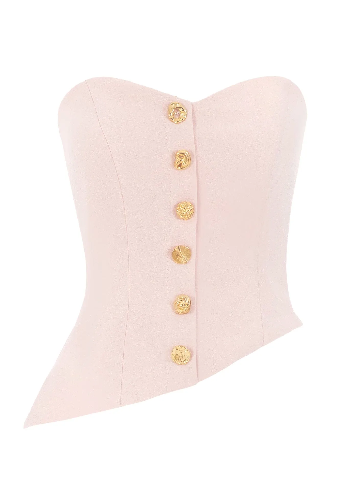 Asymmetric Gold Button Crepe Corset Top