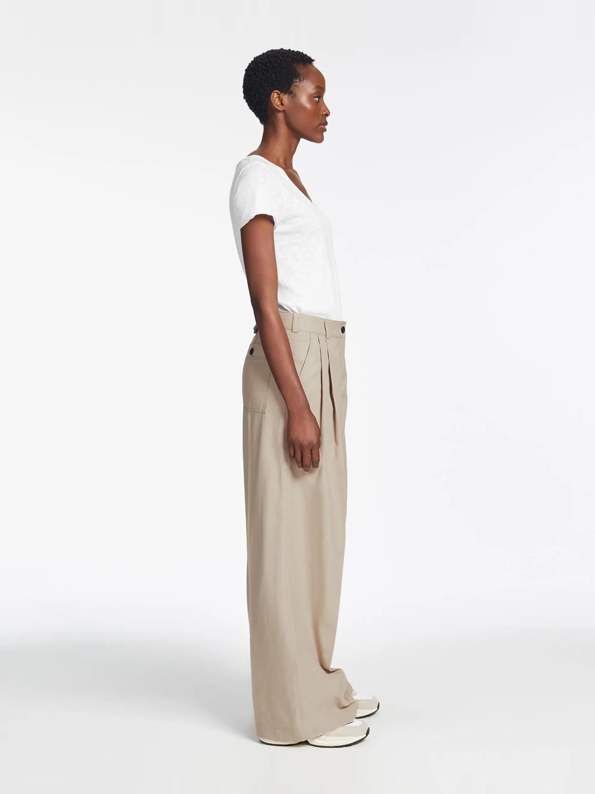 Beige Tamara cotton twill trouser