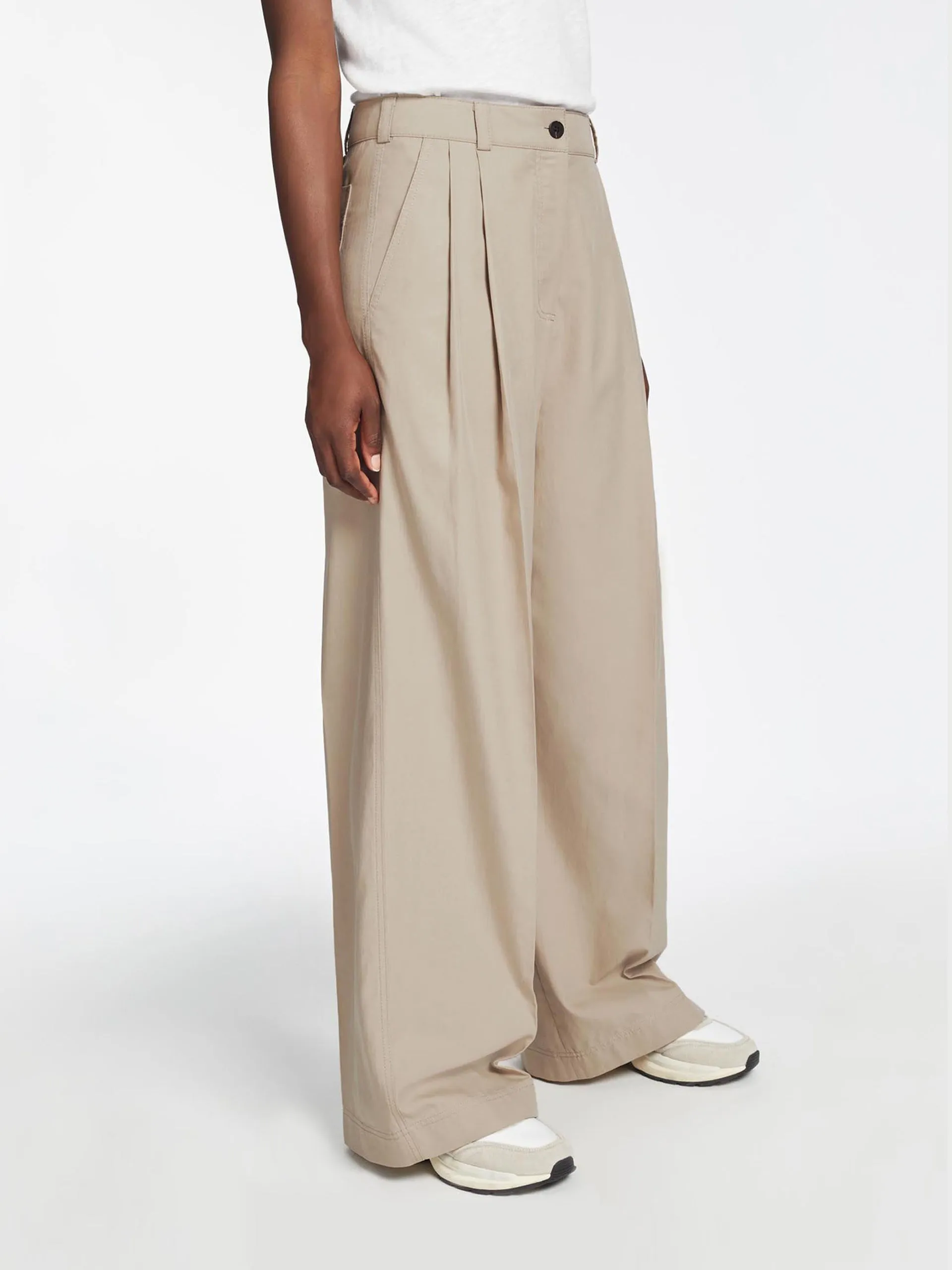 Beige Tamara cotton twill trouser