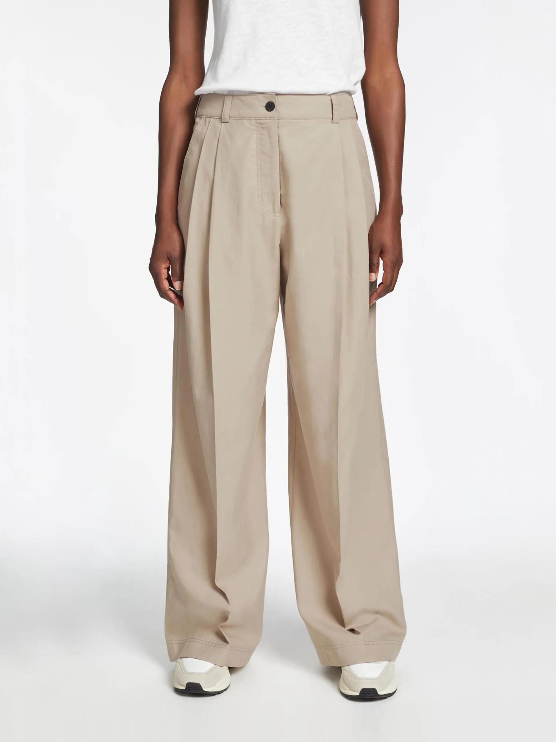 Beige Tamara cotton twill trouser