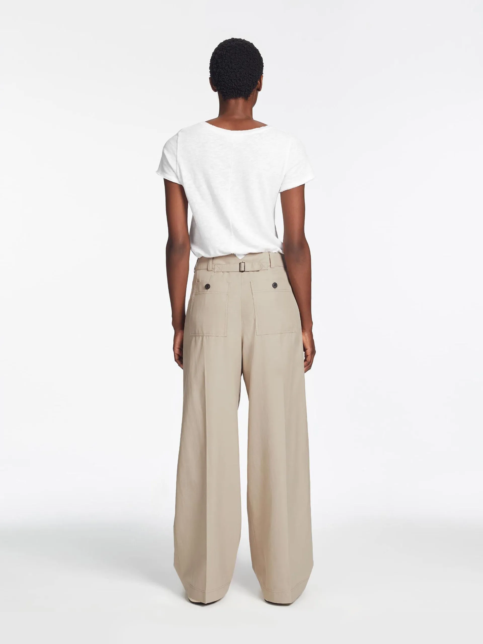 Beige Tamara cotton twill trouser