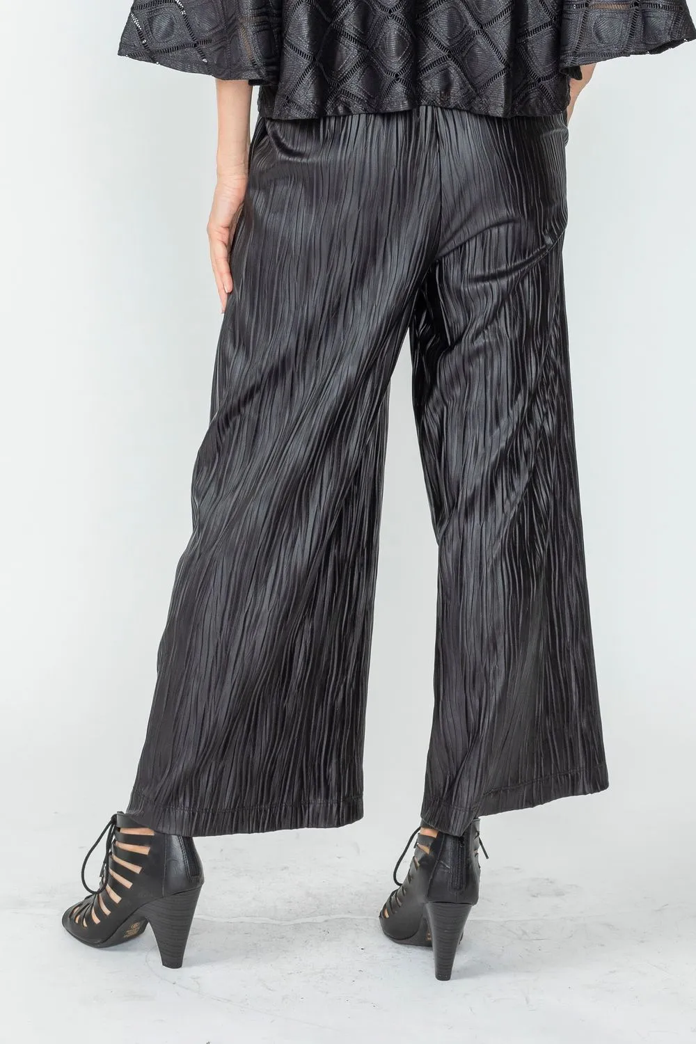 Black Crinkle Palazzo Pants