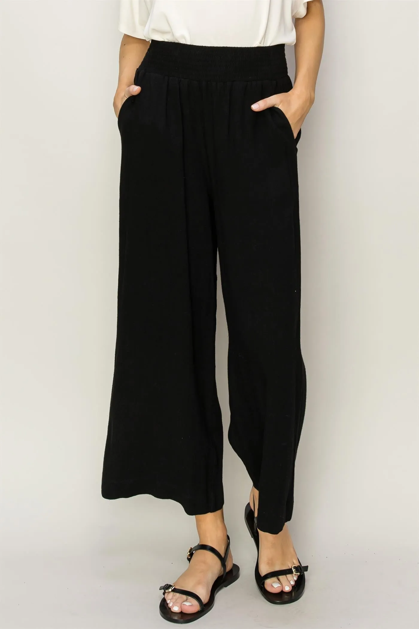 Black High Waisted Wide Leg Trousers