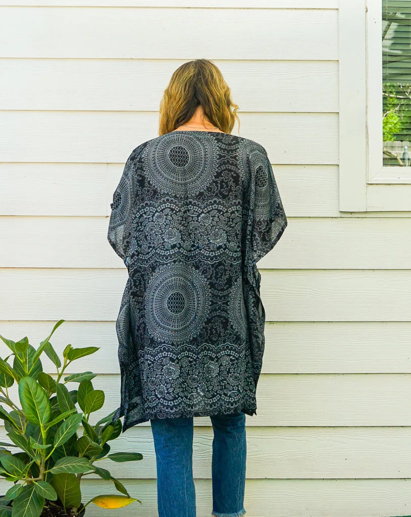 Black Mandala Kaftan Blouse