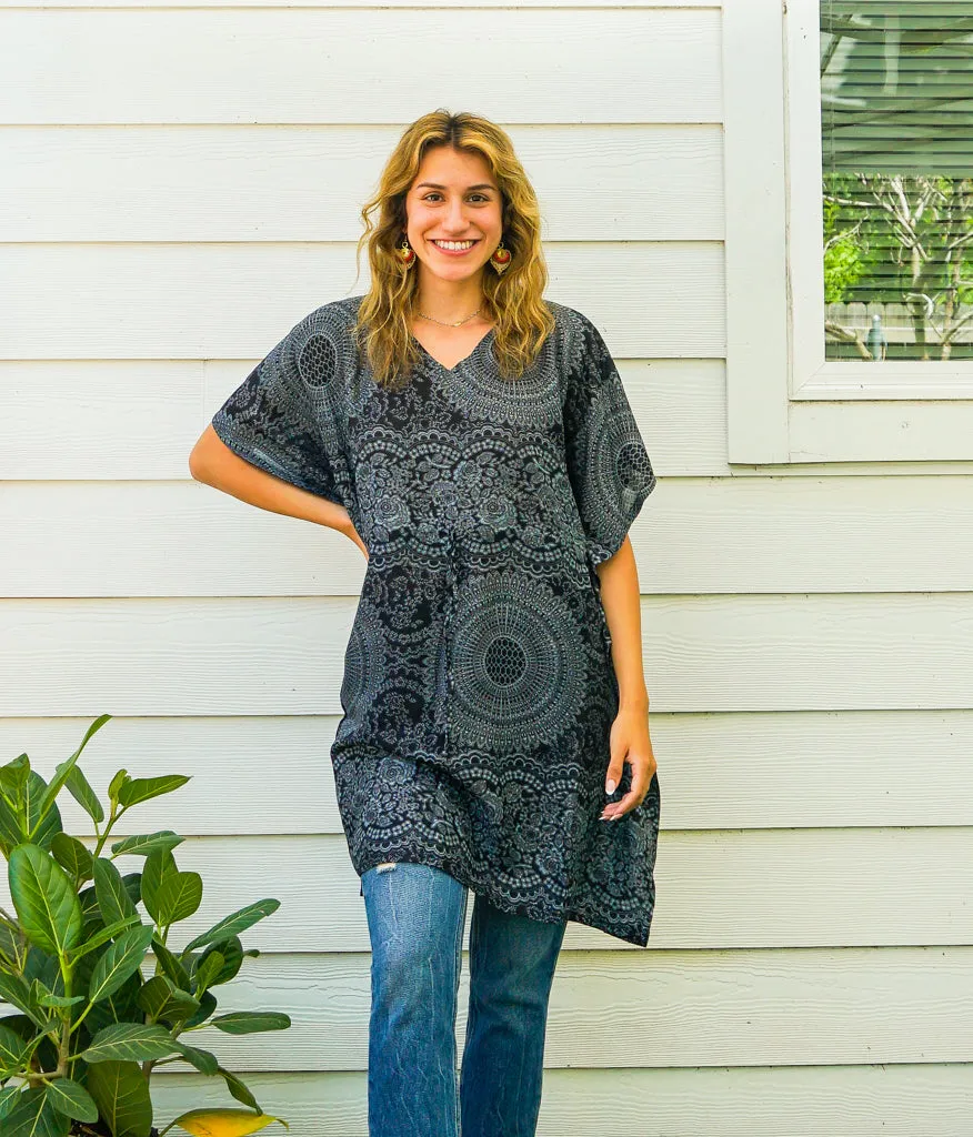 Black Mandala Kaftan Blouse