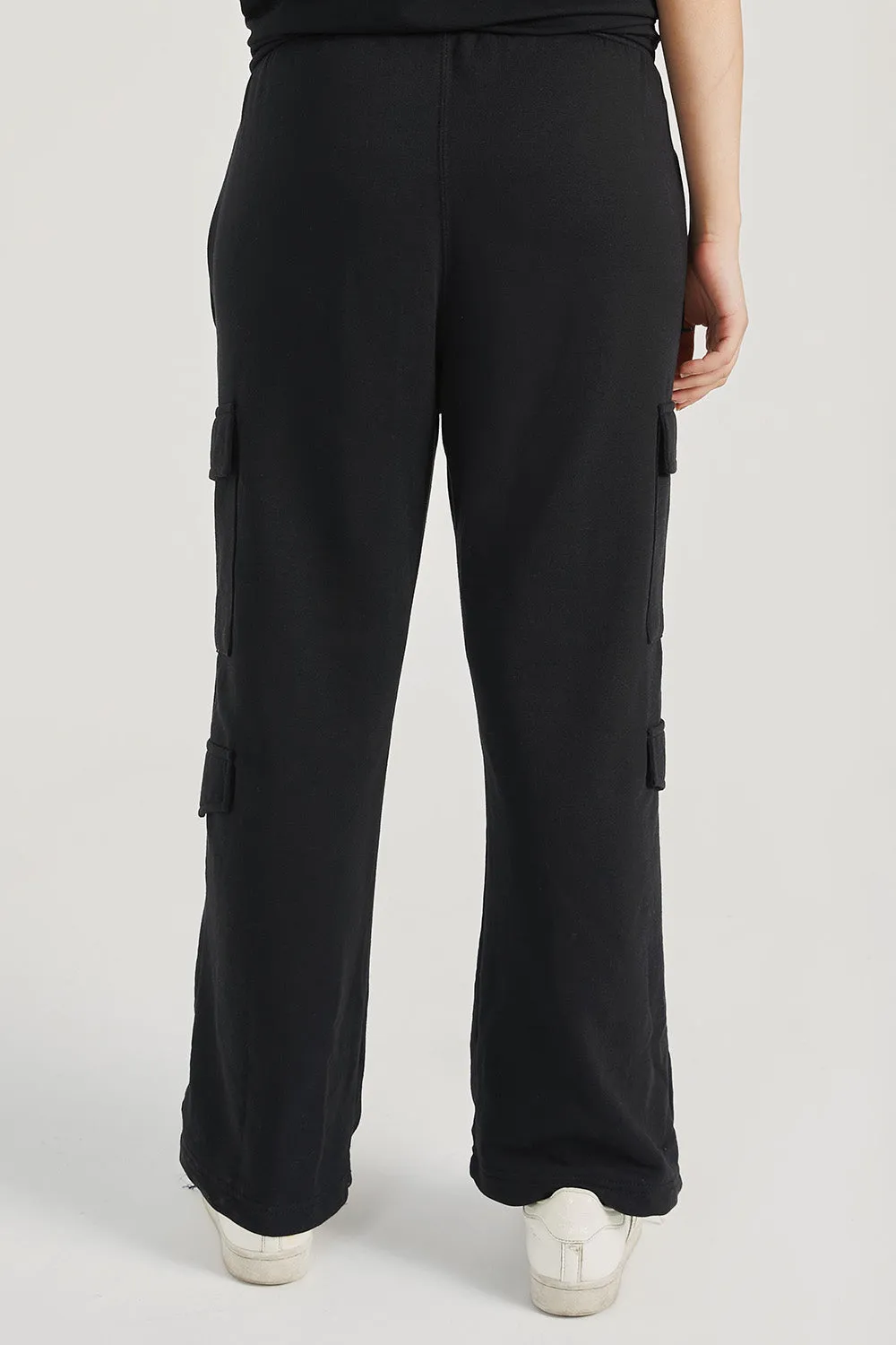 Black Wide Legged Cargo Trousers - W