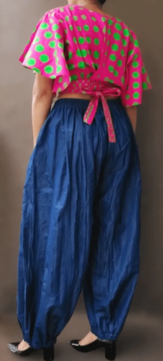 Blue Denim Harem Pants