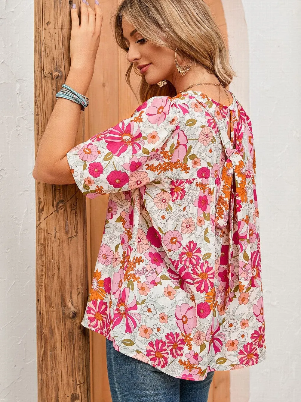 Bohemian Blossom Puff Sleeve Top