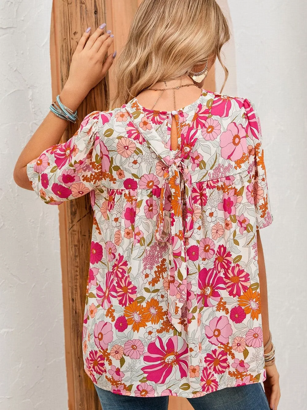 Bohemian Blossom Puff Sleeve Top