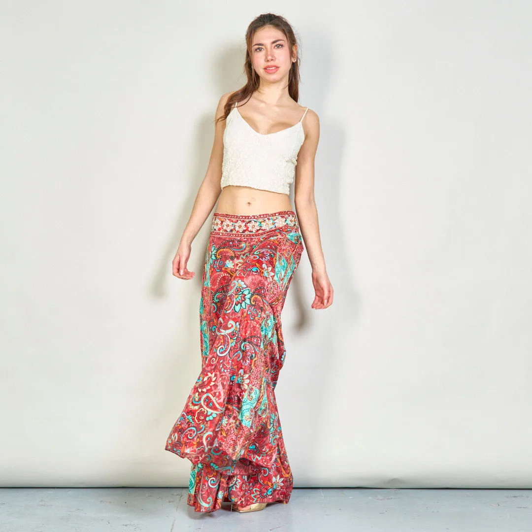 Bohemian paisley print wide-leg trousers wholesale