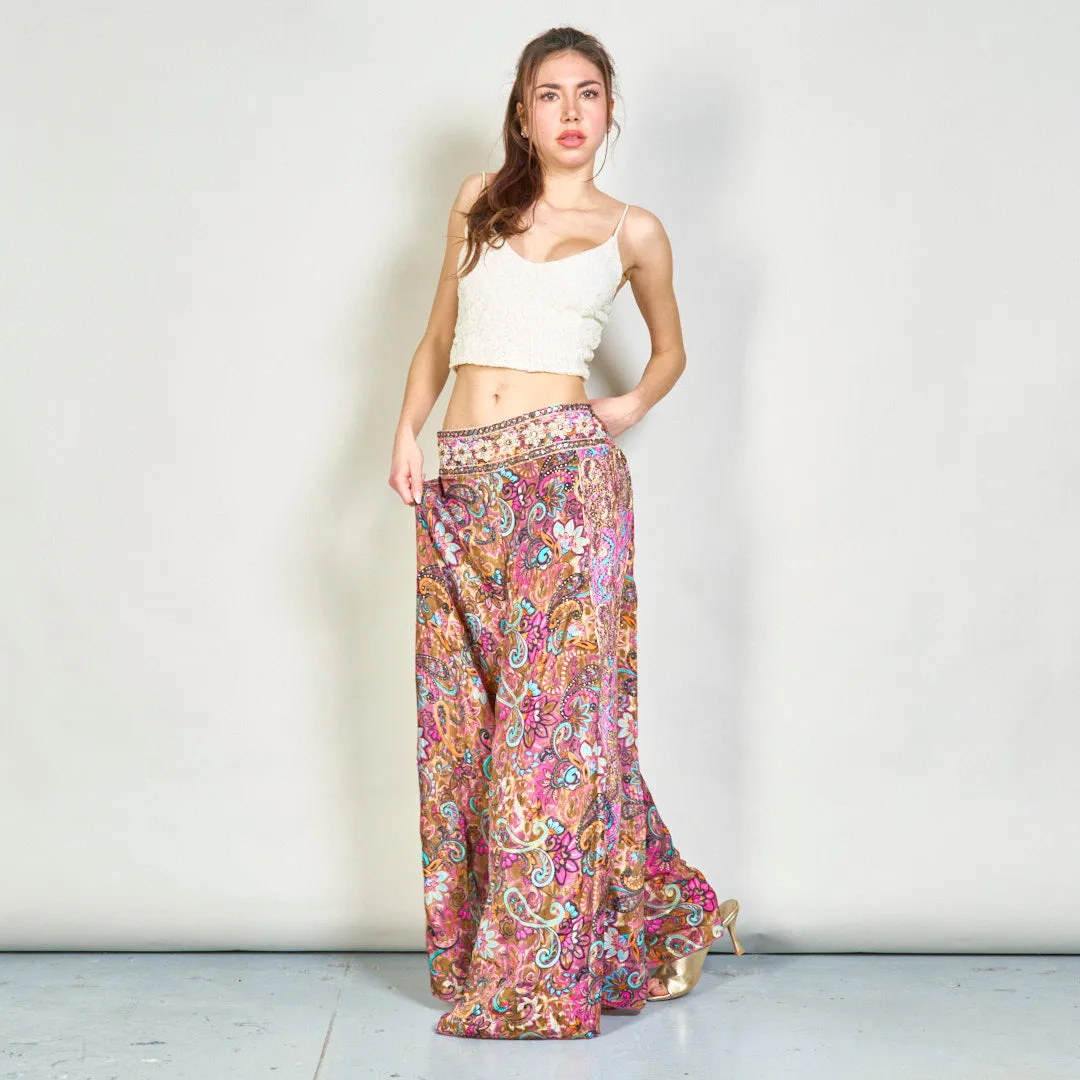 Bohemian paisley print wide-leg trousers wholesale