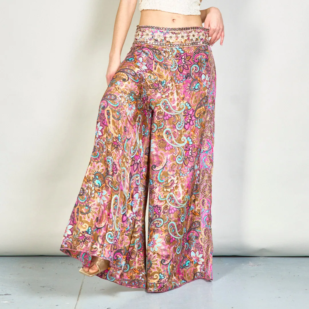 Bohemian paisley print wide-leg trousers wholesale