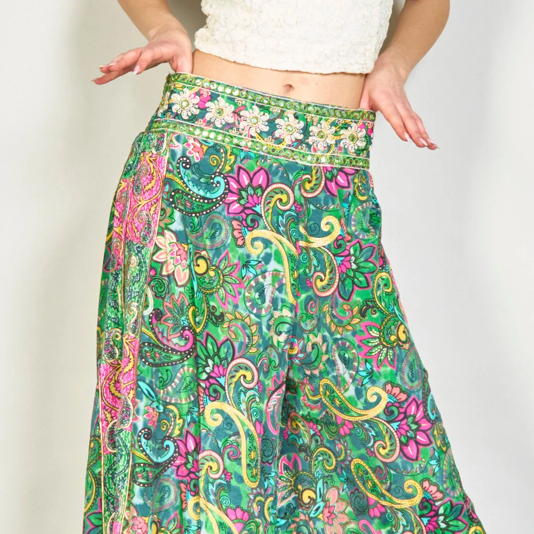 Bohemian paisley print wide-leg trousers wholesale