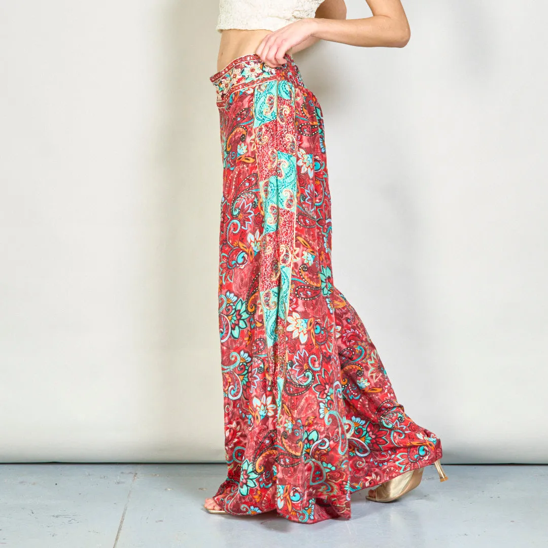 Bohemian paisley print wide-leg trousers wholesale