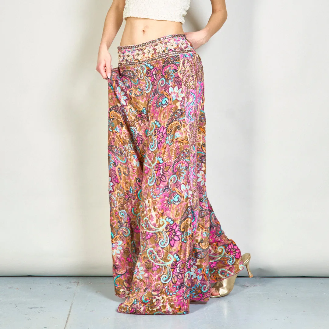 Bohemian paisley print wide-leg trousers wholesale