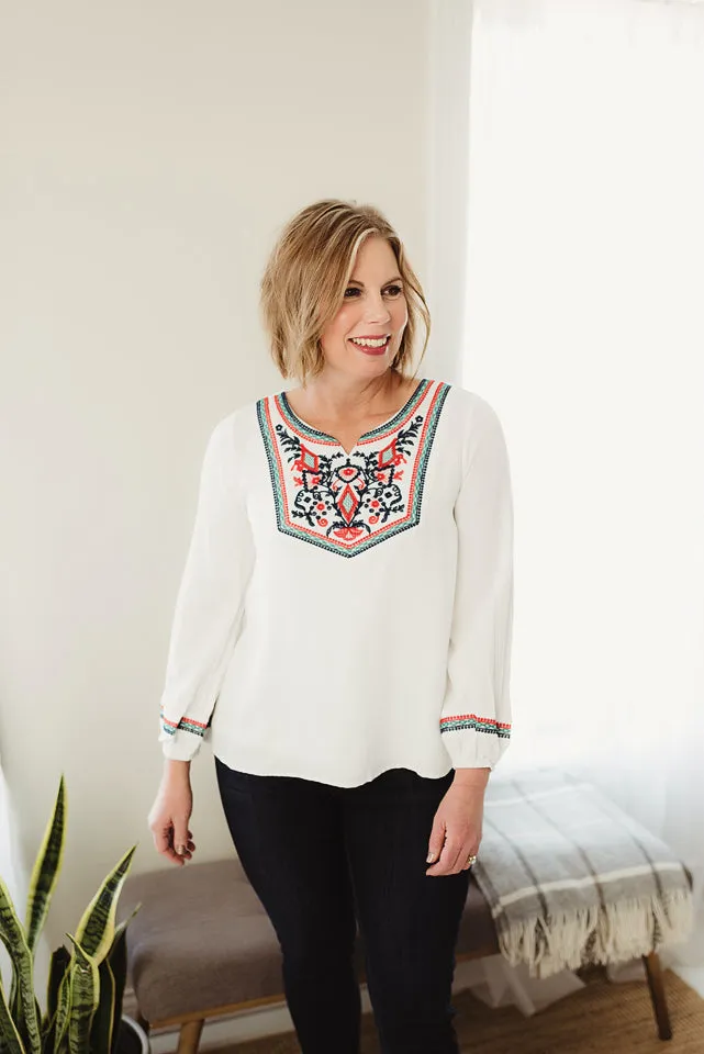 Boho Embroidery Top