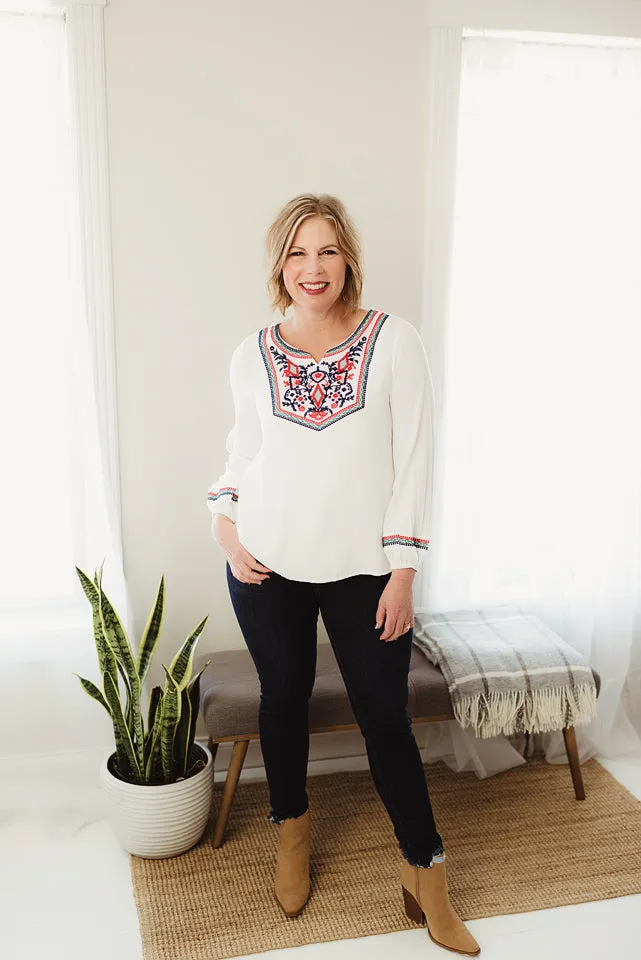 Boho Embroidery Top