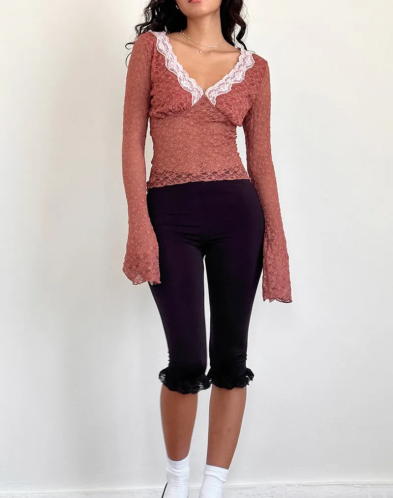 Chantal Long Sleeve Lace Top in Withered Rose