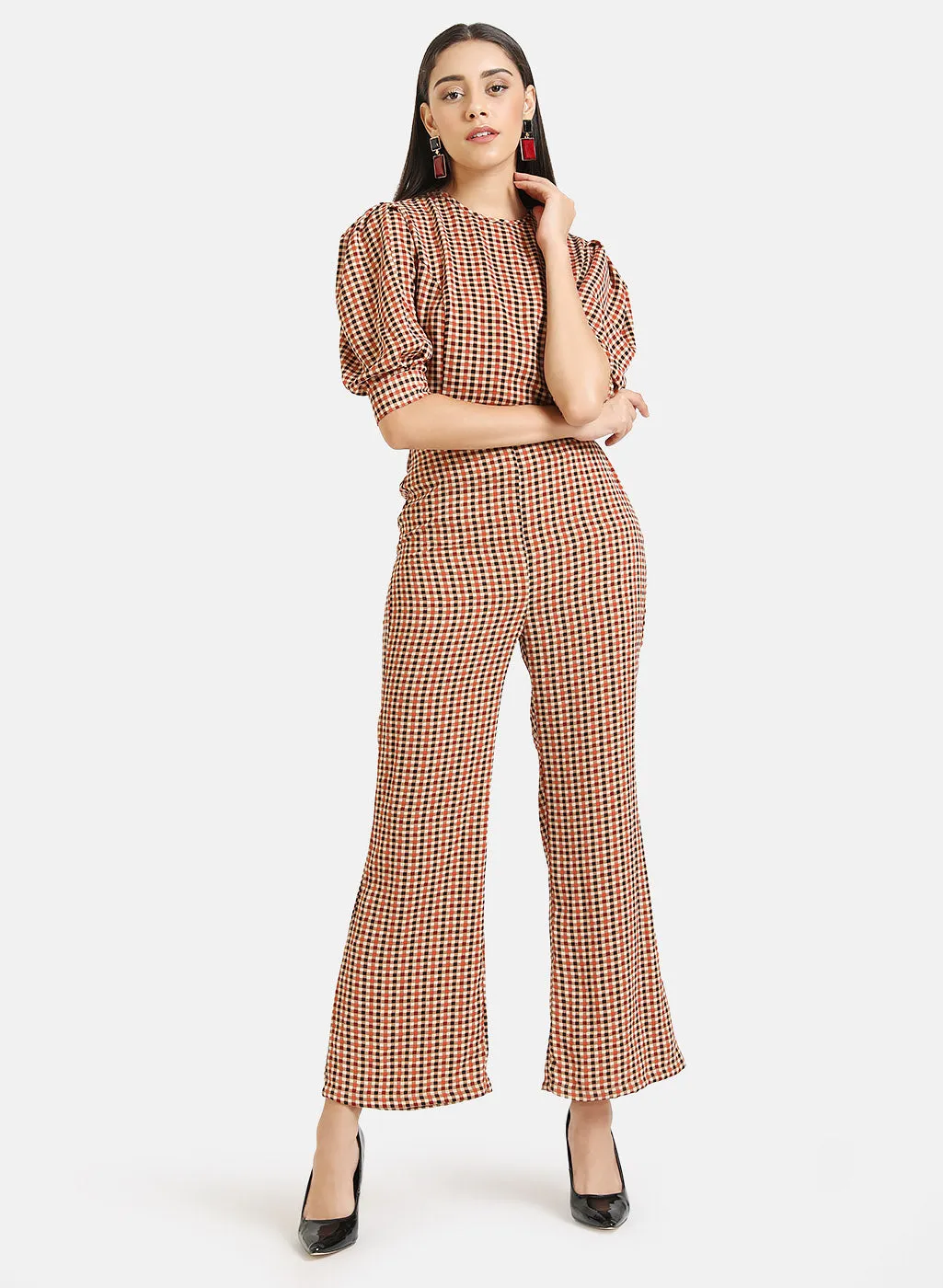 Checked Flowy Trousers