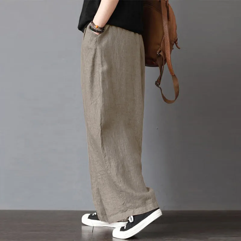 Cotton/Linen Wide Leg Trousers