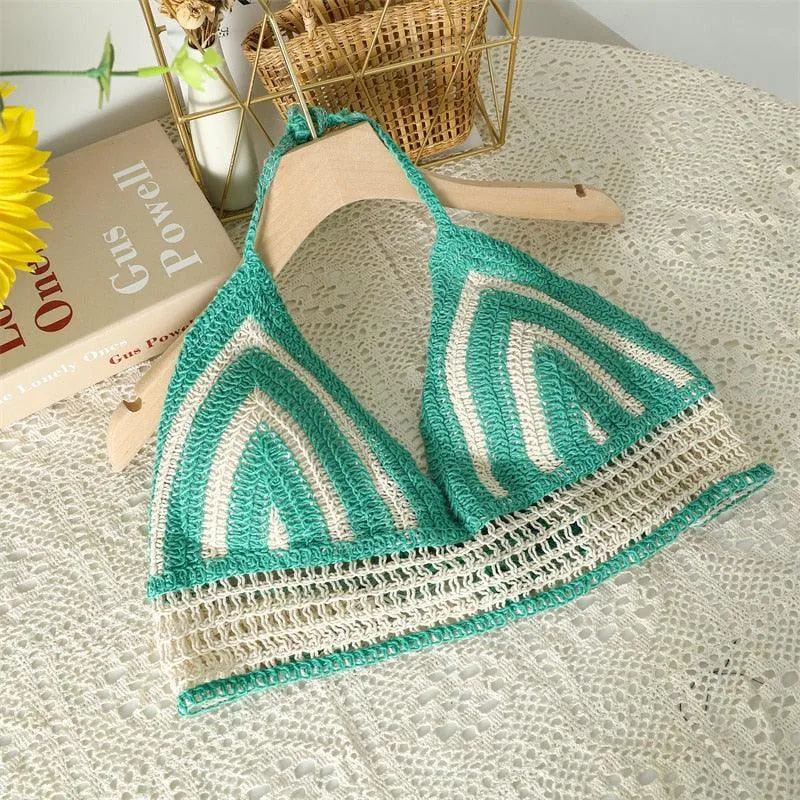 Crochet Tassel Halter Neck Crop Top