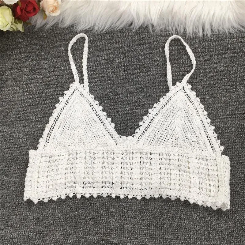 Crochet Tassel Halter Neck Crop Top