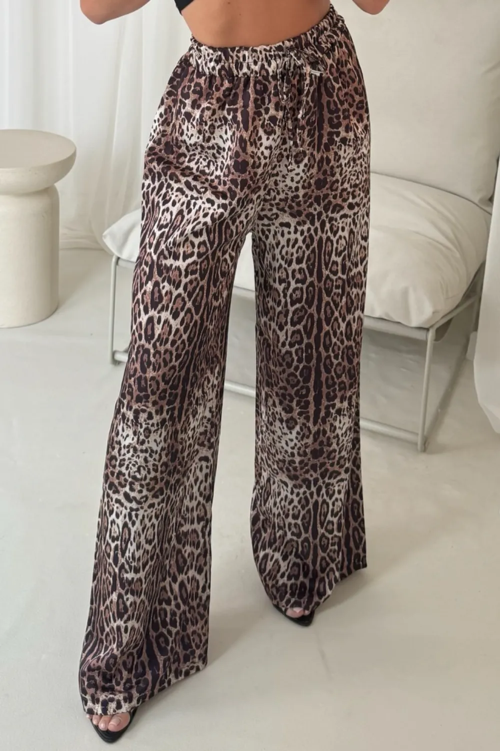 Daniella leopard satin trousers