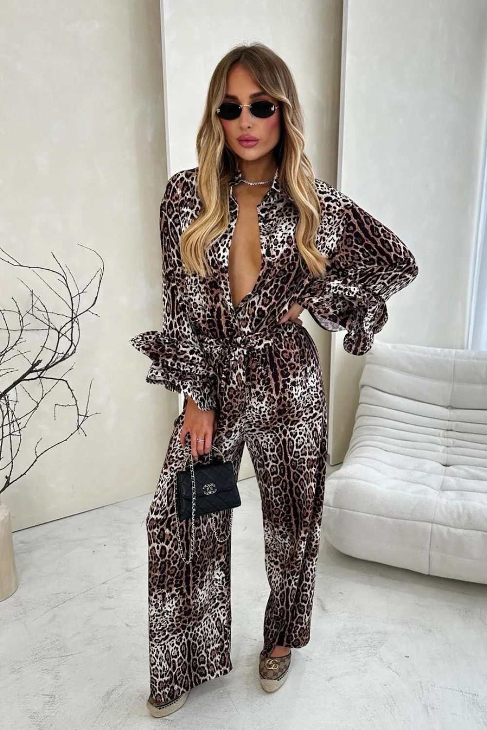 Daniella leopard satin trousers