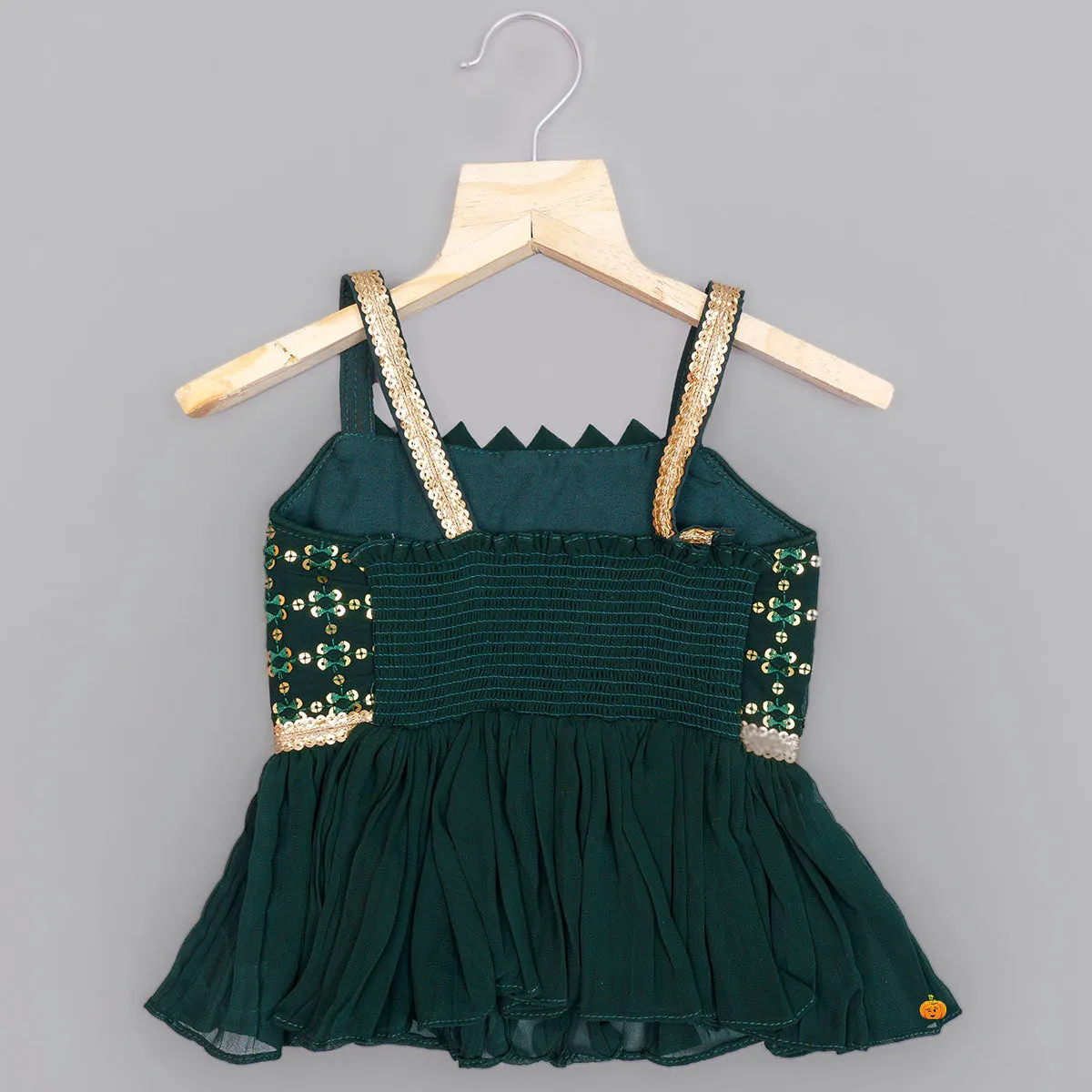 Dark Green Palazzo for Girls with Peplum Kurti