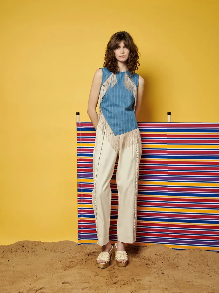 Deborah Striped Denim Top