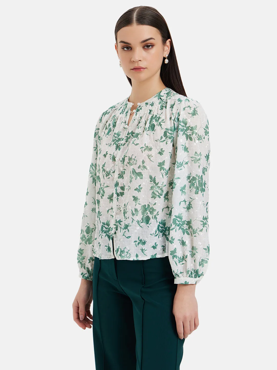 Delilah Printed Embroidered Top