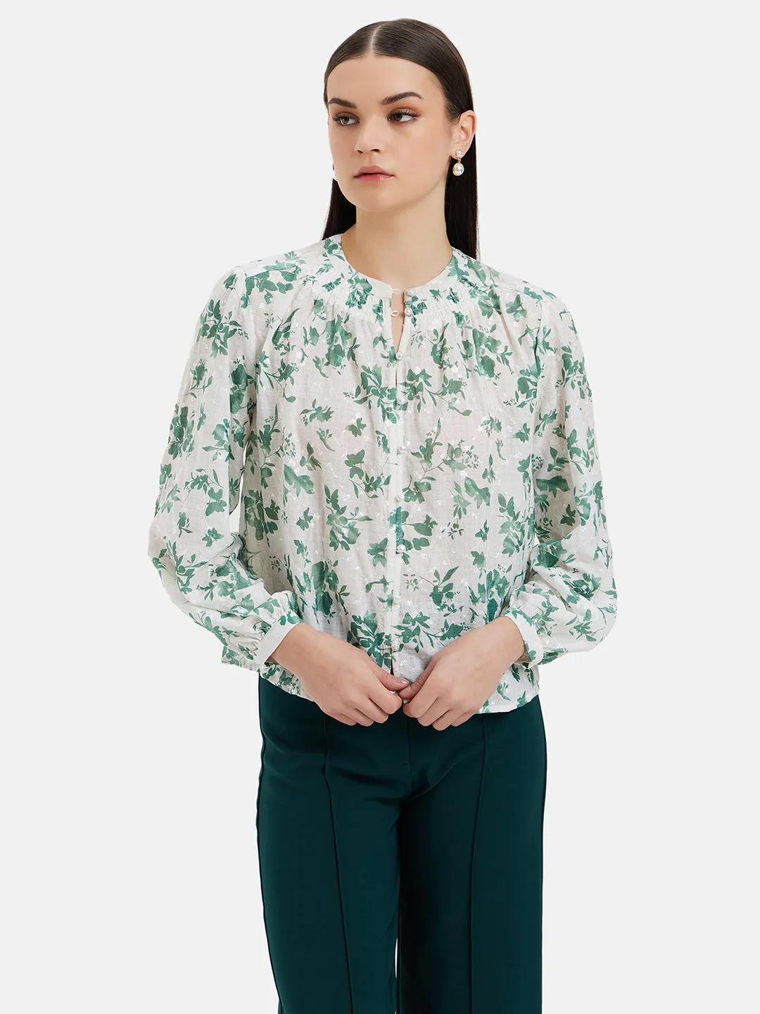 Delilah Printed Embroidered Top