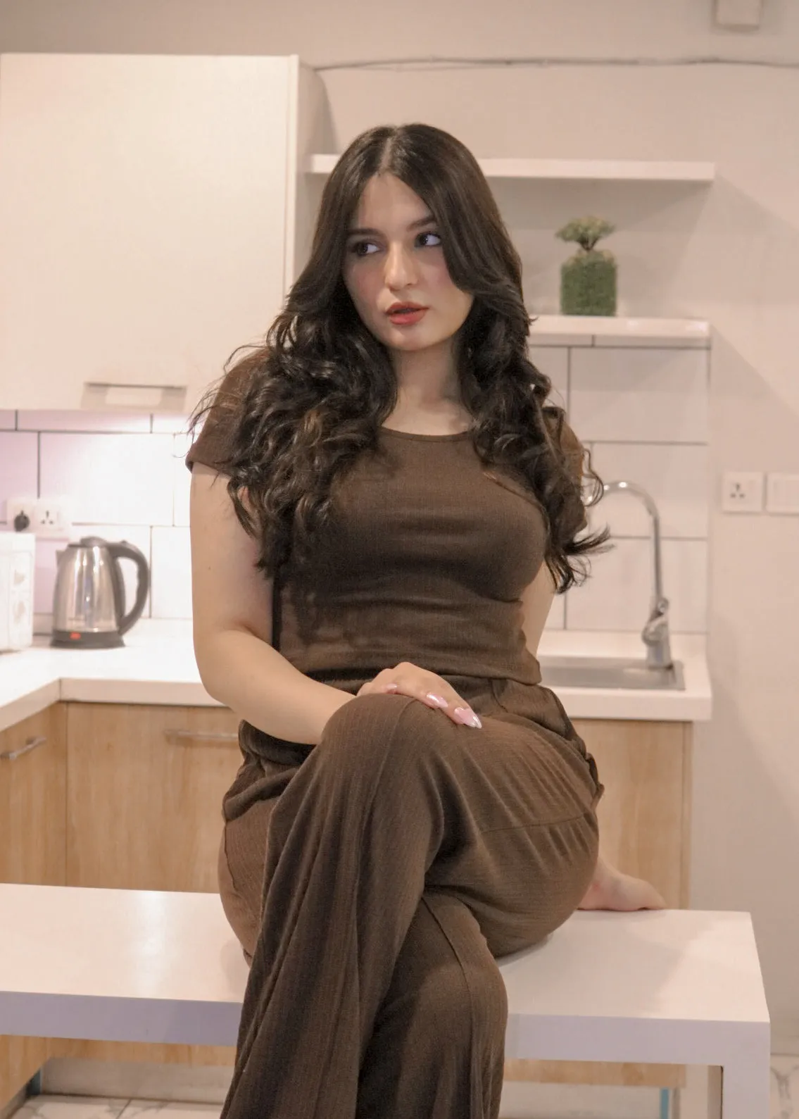 DROP NEEDLE BROWN CO-ORD SET