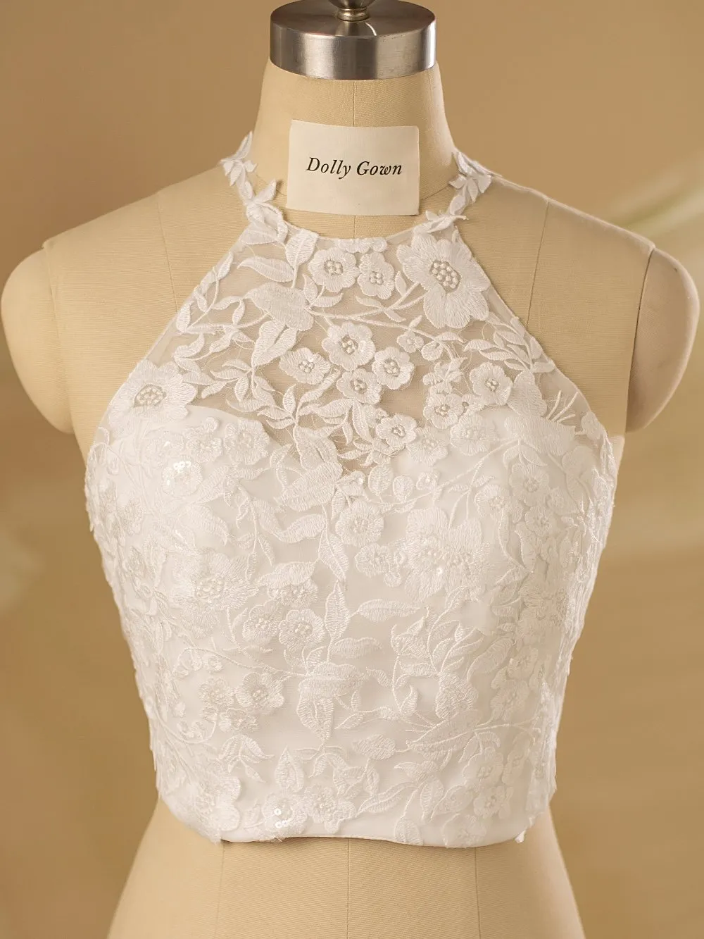 Dustine Halter Neck Floral Lace Bridal Top