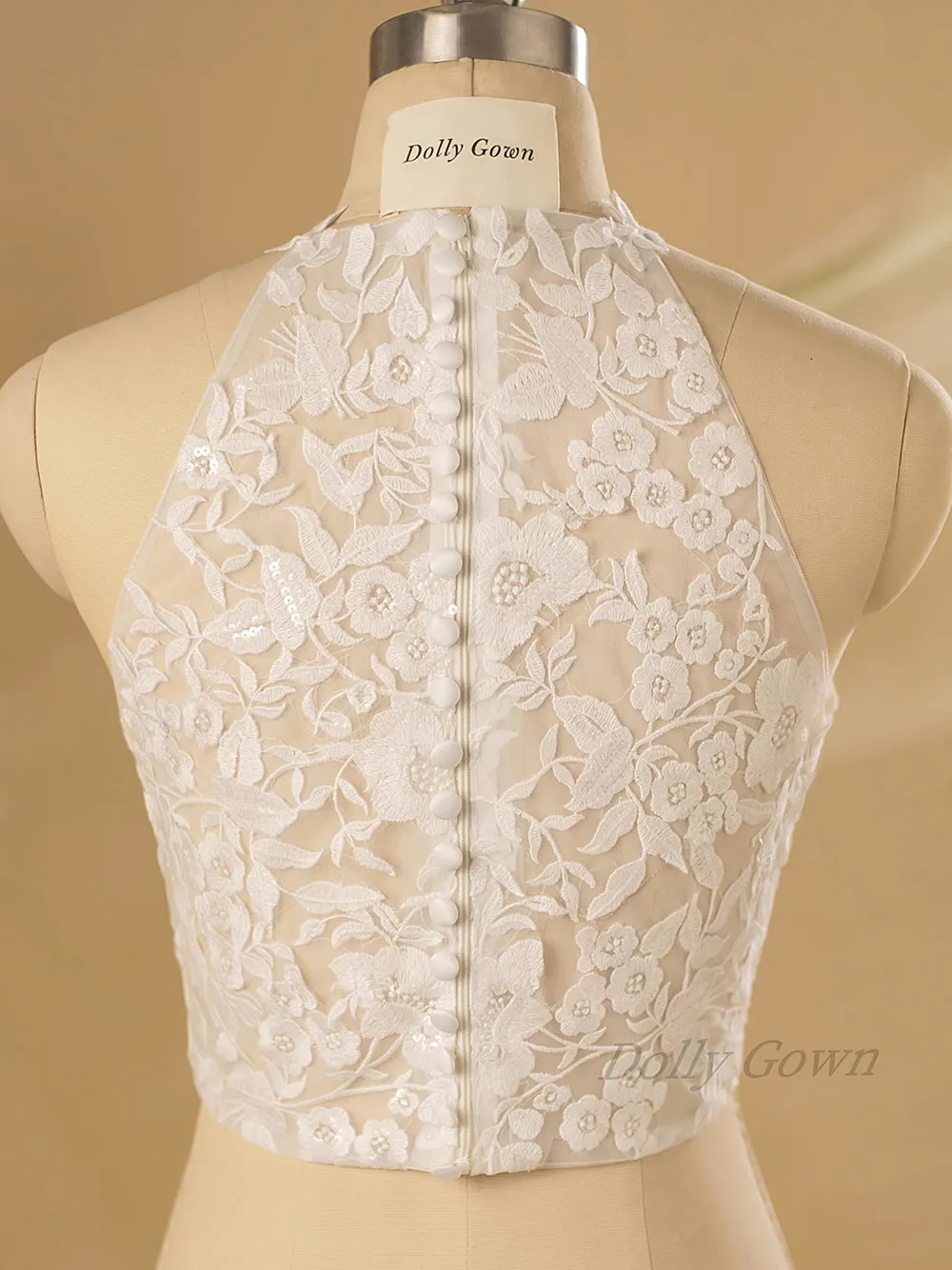 Dustine Halter Neck Floral Lace Bridal Top