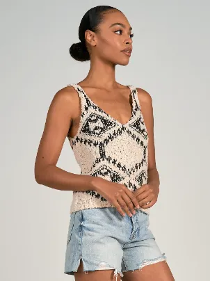 ELN Boho Sweater Tank-Blk/Crm