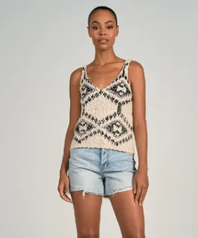 ELN Boho Sweater Tank-Blk/Crm