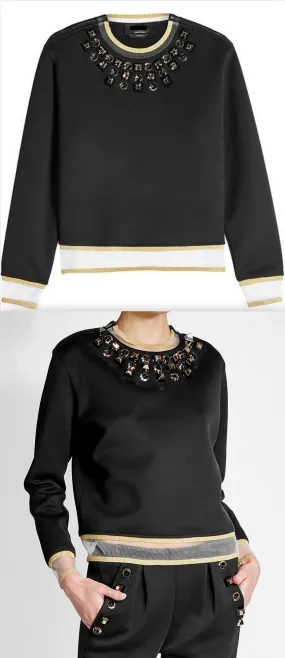 Embellished Cotton Blend Sweatshirt