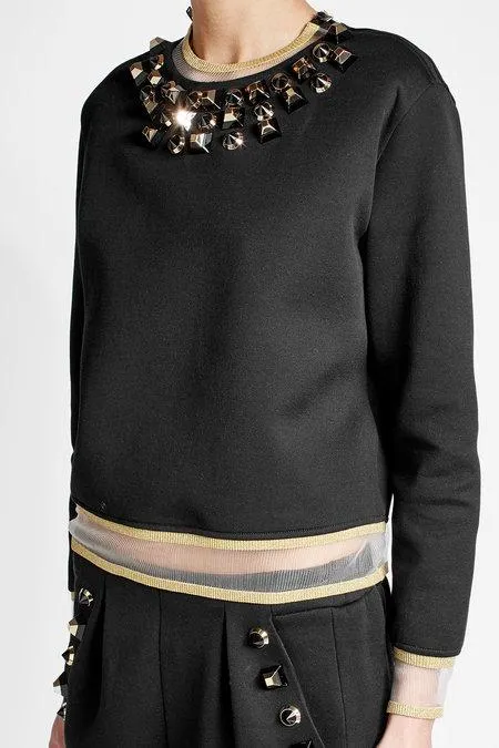 Embellished Cotton Blend Sweatshirt