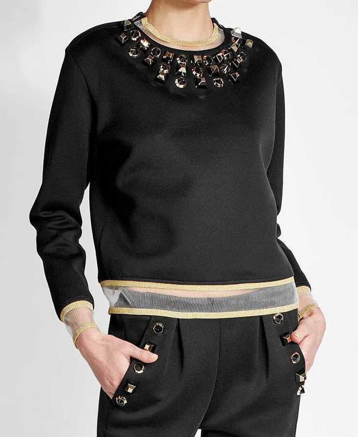 Embellished Cotton Blend Sweatshirt