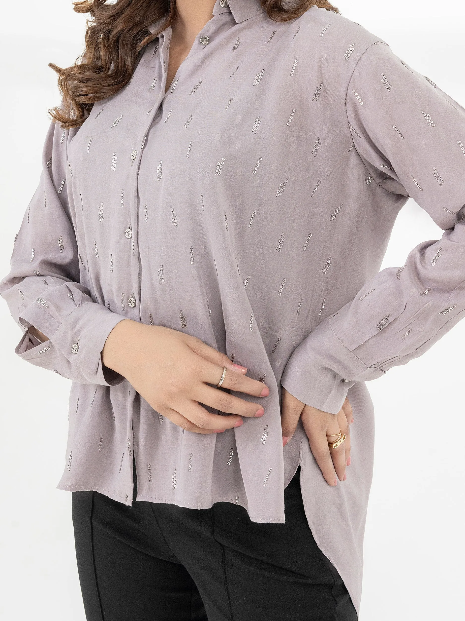 Embroidered Jacquard Top