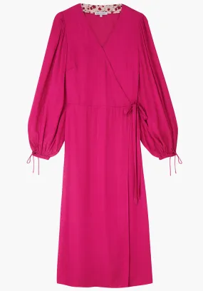 Fifi Wrap Midi Dress In Pink