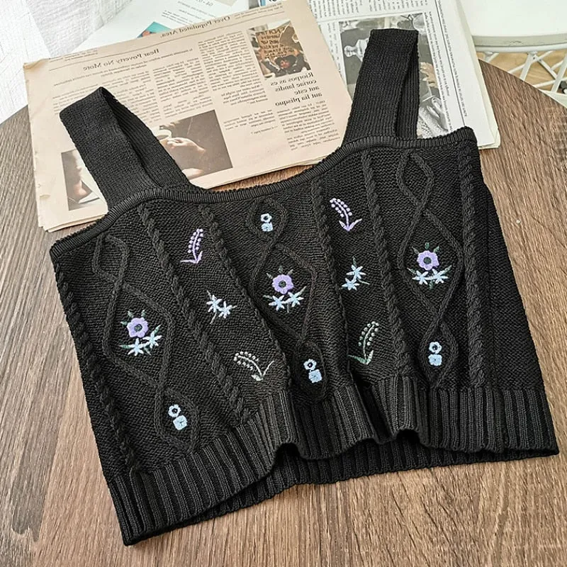 Floral Embroidered Vintage Tank Top