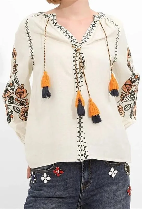 Flower Garden Long Sleeve Blouse