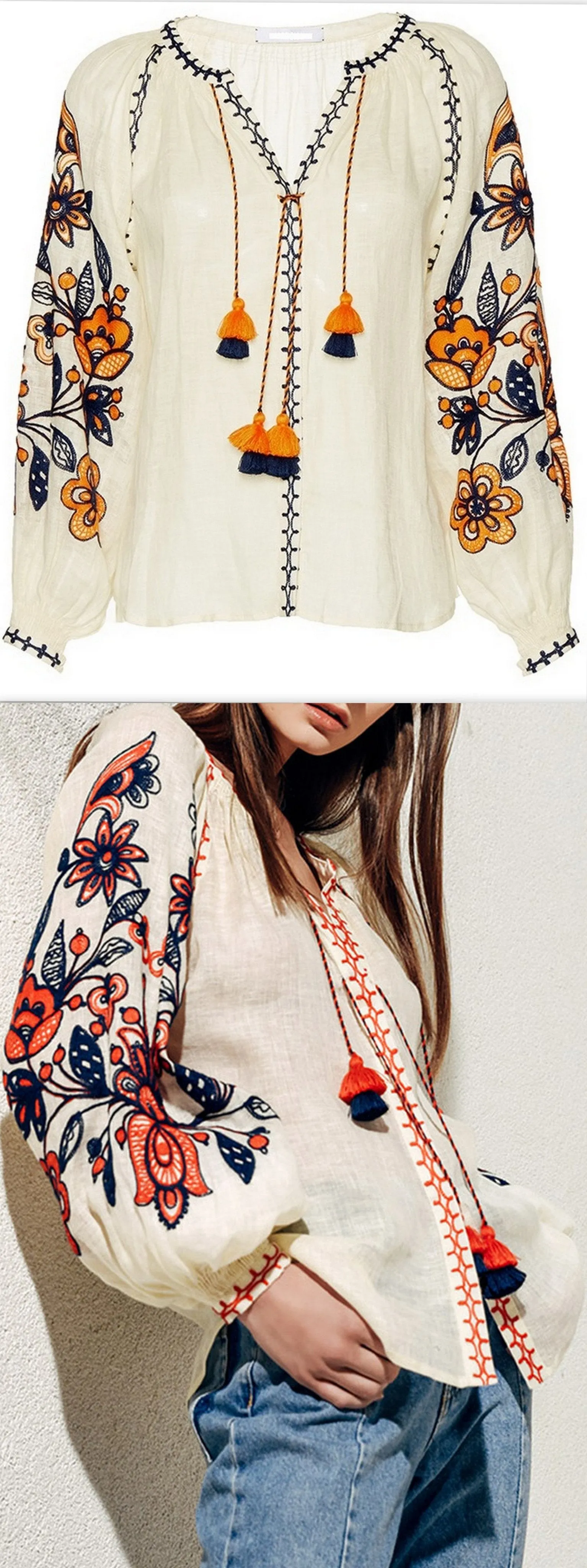 Flower Garden Long Sleeve Blouse